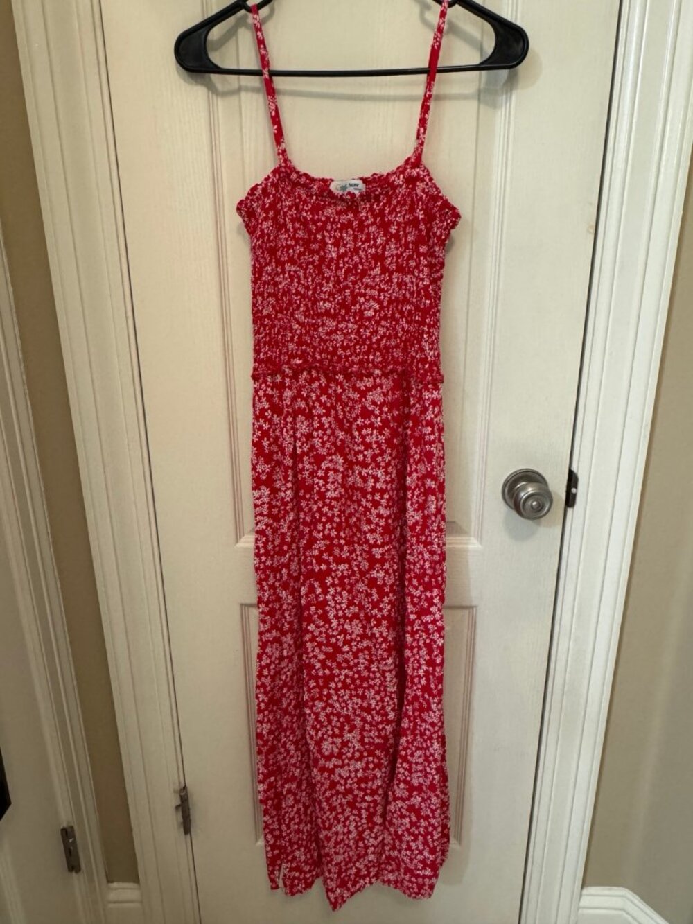 Pacific Vibes Red Floral Smocked Maxi Dress M